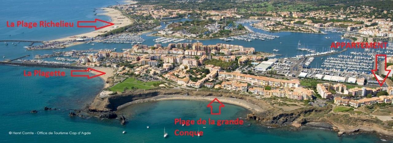 Appartement Cap D'Agde 300M Plage Du Mole,Vue Port,Parking,Lave Linge,Piscine Extérieur photo